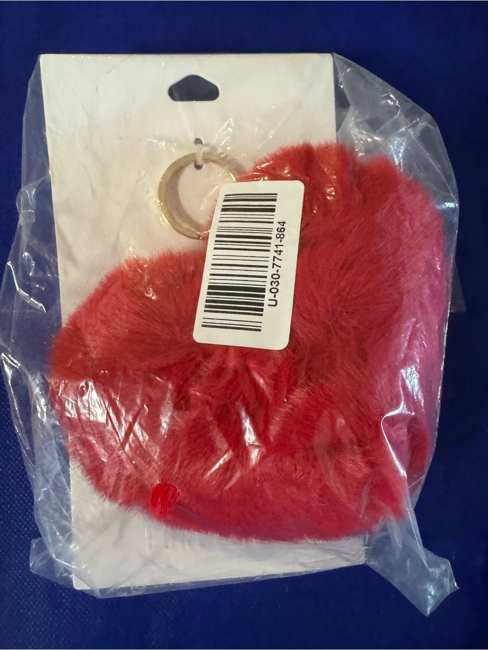 I ❤️ You Forever 21 Bright Red Heart shaped Fuzzy Pom Keychain Bag charm - NWT